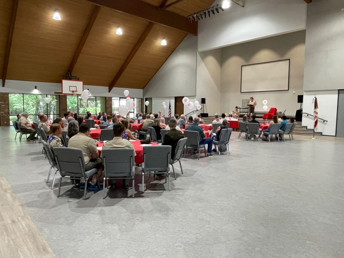 Troop 839 families gathered for an Eagle Scout Court of Honor