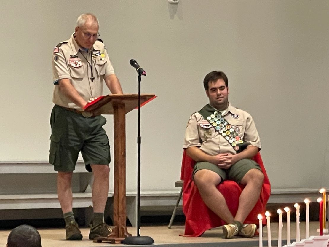 Troop leaders recognizing an Eagle Scout